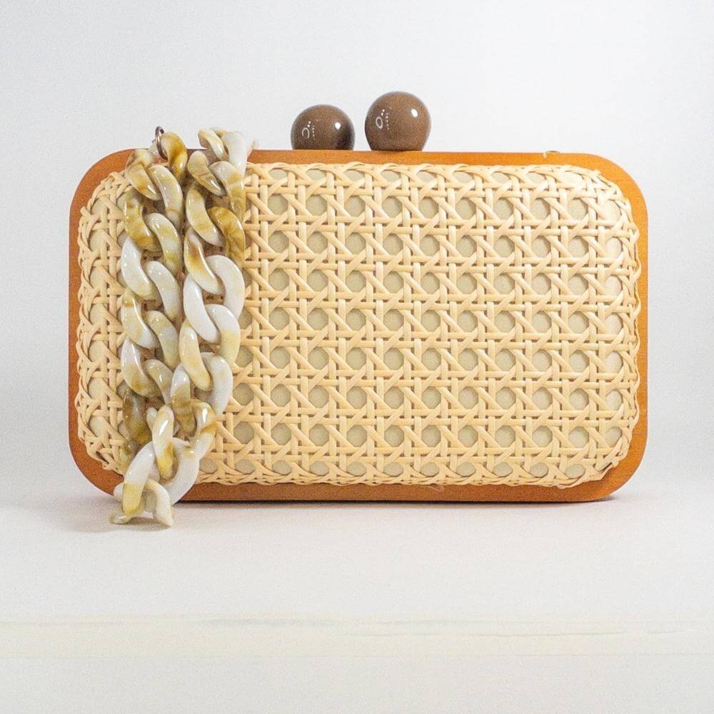 bolsa clutch com alça de acrilico